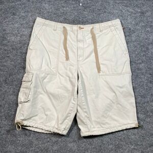 Structure Utility Supply Mens XL Cargo Shorts Beige Cotton Drawstring Gorpcore